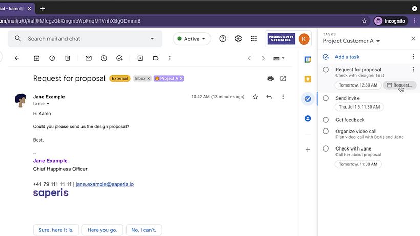 A função inclui um link direto para o seu e-mail