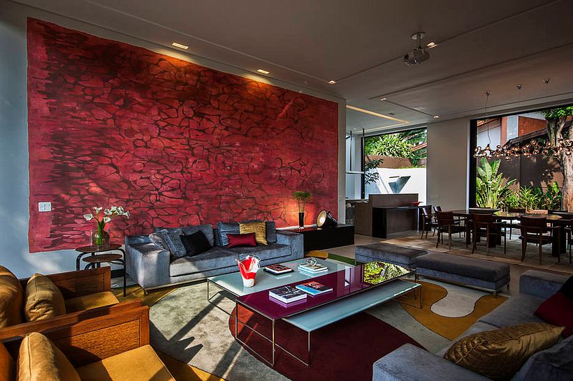 Mural Vermelho com Grafismo - Residencial