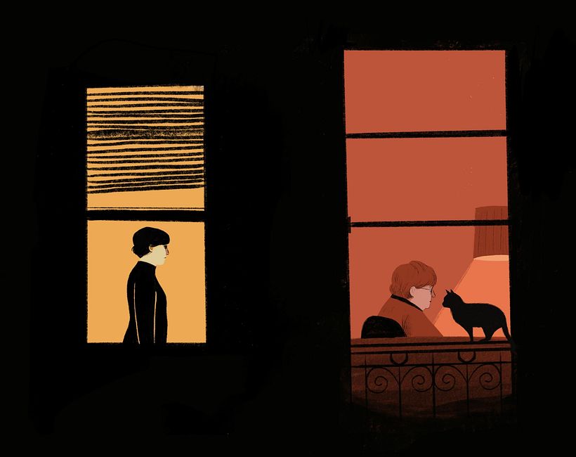 Ilustración de Laura Pérez para los títulos de crédito de Solo asesinatos en el edificio. 