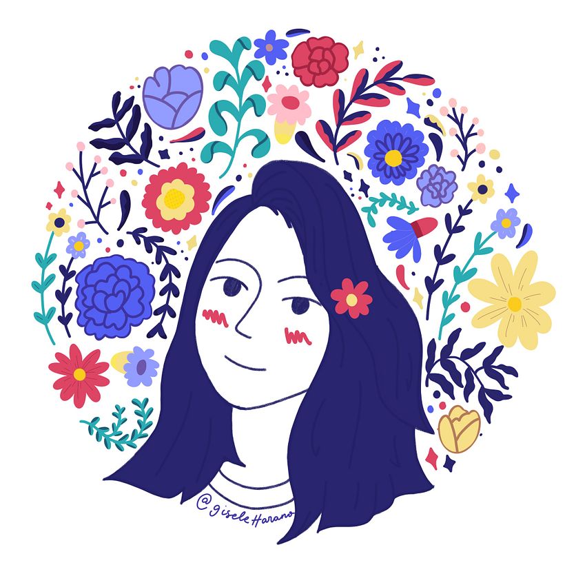 Meu projeto do curso: Retrato ilustrado com elementos botânicos 1