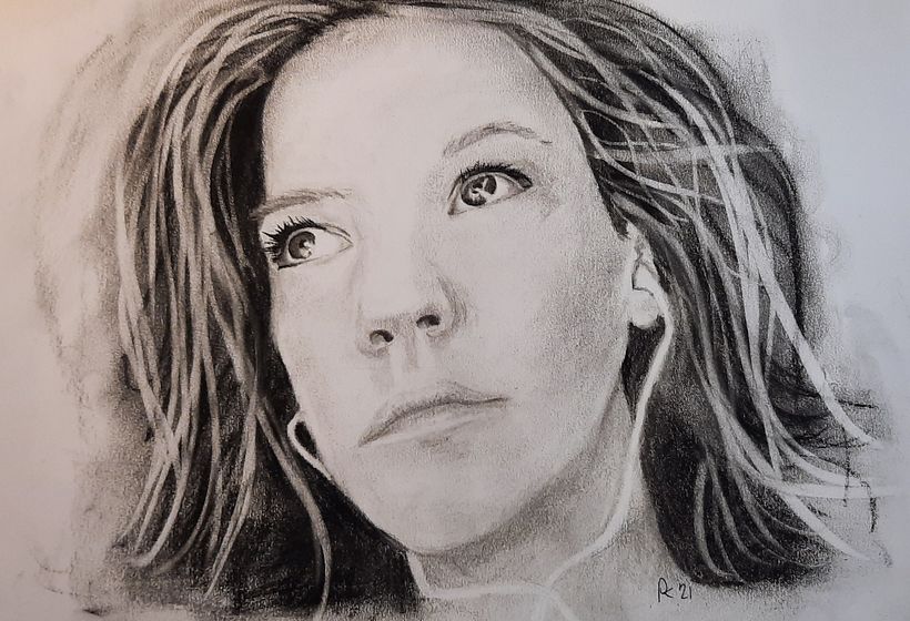 Selbstportrait mit Kohle 2