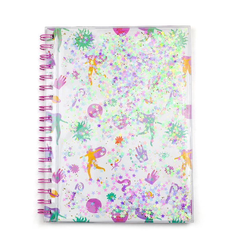 Notebook design with glitter and illustration pattern 1