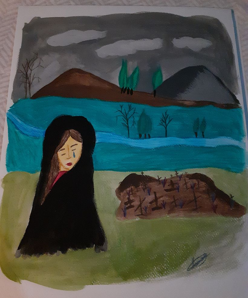 Otra ilustración más basada esta vez en una canción de Chavela Vargas, La Llorona. Seguimos  con el gouache 