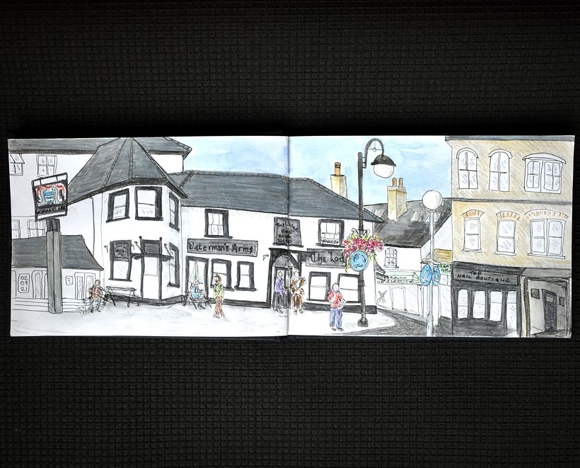 The Watermans Arms, Hersham: a straight drawing