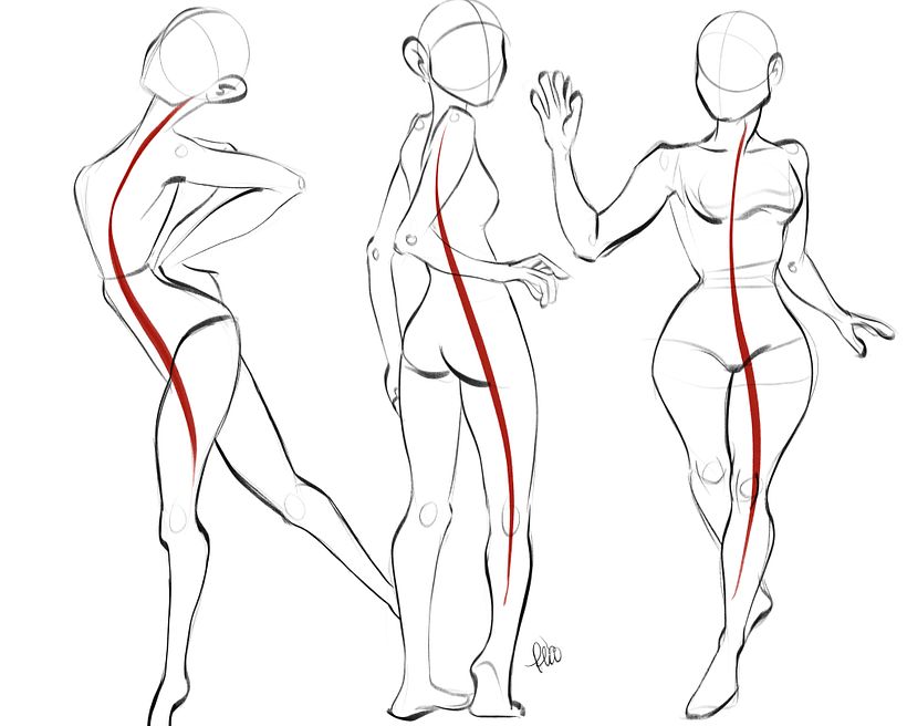Finding fluidity in the body of the character with line of action exploration 