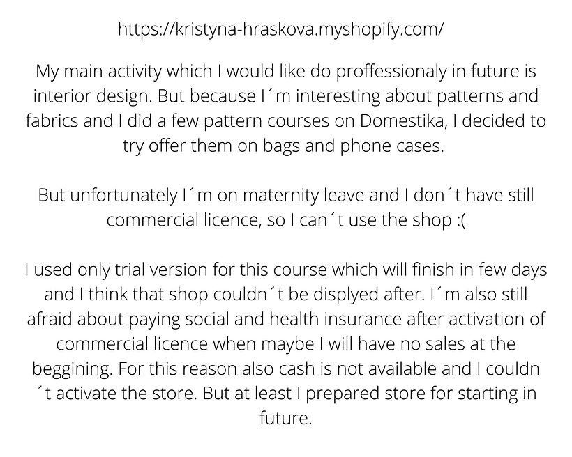 My project in Creation of an Online Shop with Shopify course 2