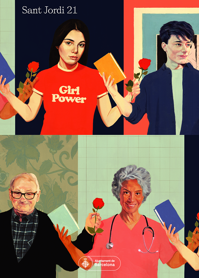 Sant Jordi por David de las Heras (ilustración) y Estudio Escola (diseño).