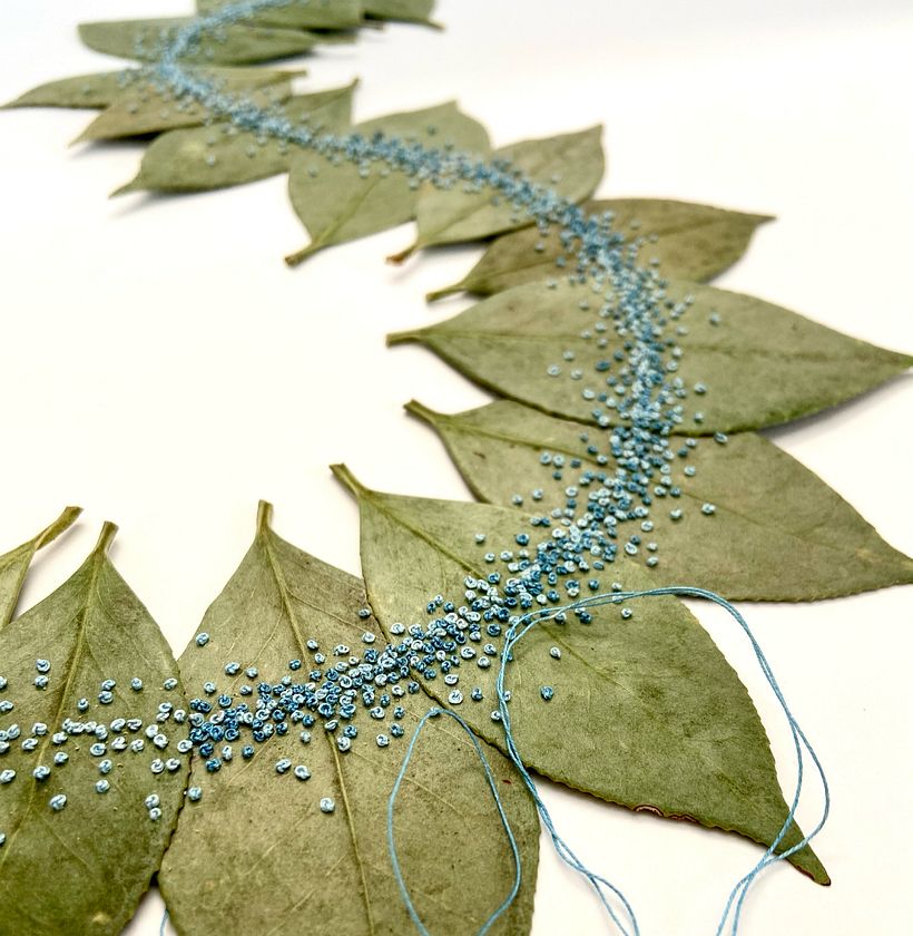 Embroidered Camellia Leaf