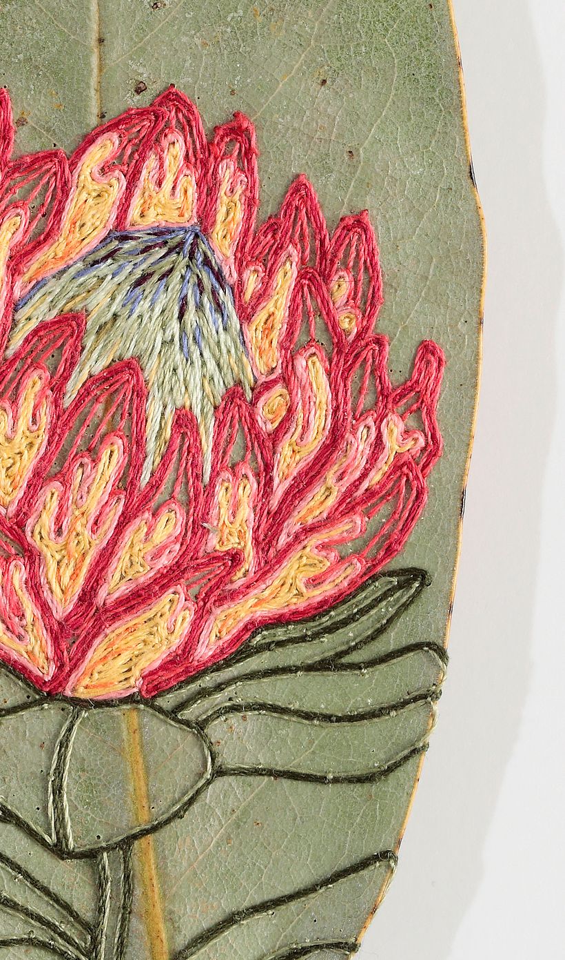 Embroidered Magnolia Leaf