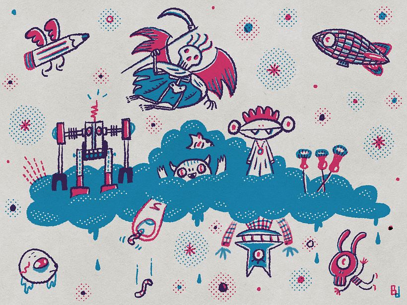 The illustration with the paper texture