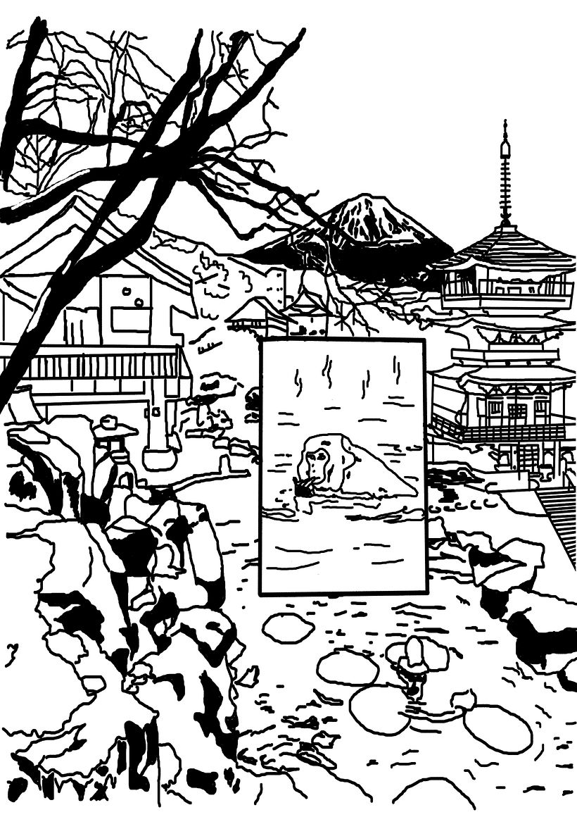 Test de composition avec plusieurs images récupérer sur insta et réalisation en sérigraphie avec un watercolor en fond.  