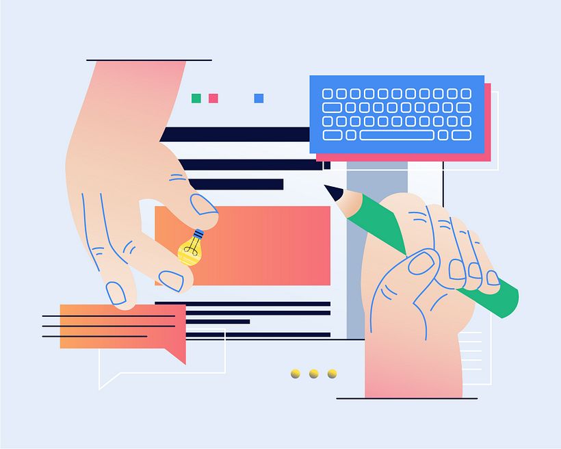 Los creadores y editores de contenido digital ilustrados por Maja Dabek para Domestika.