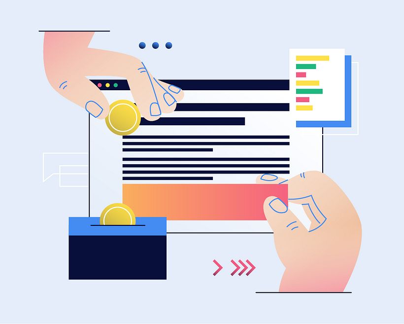 La figura del consultor de Google Ads ilustrada por Maja Dabek para Domestika.