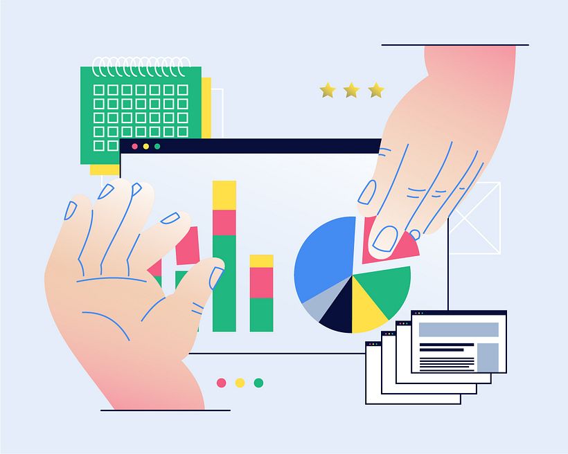 Web Analysts, illustrated by Maja Dabek for Domestika.