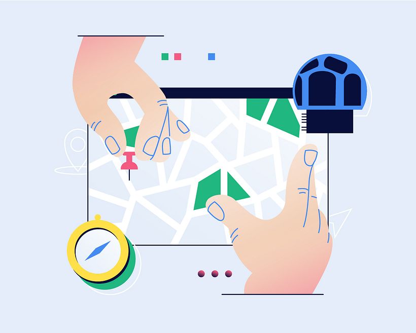 Street View Trekker, illustrated by Maja Dabek for Domestika.