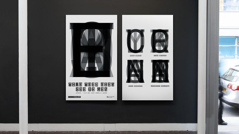 The collapsing, layered motif became the visual language for the exhibition