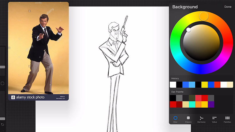 Dan Kelby creates a Roger Moore illustration full of character.