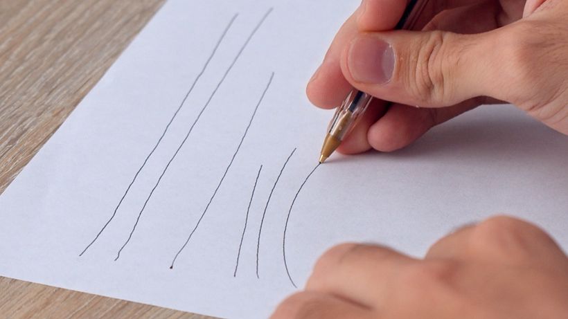 Así son los 3 trazos básicos a bolígrafo.