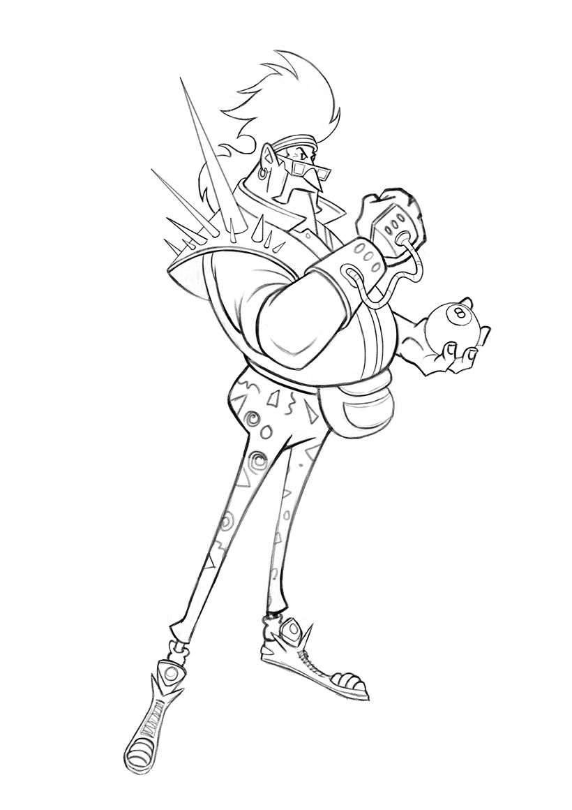 Cleaning up the final line work before colour