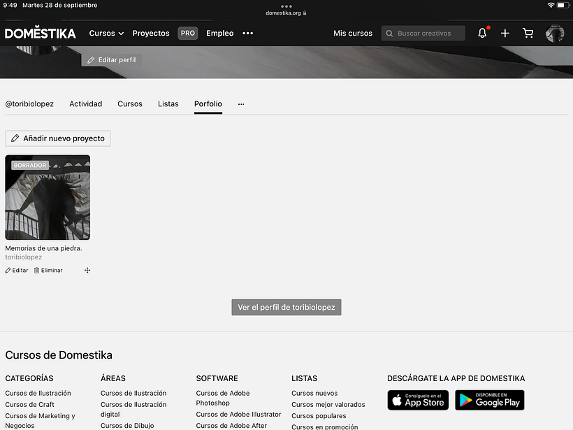 Proyecto aparece como “borrador”. 1