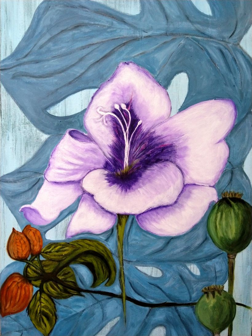 Final Painting: This could be called 'Leo's Flowers' or 'Flowers for Leo' - that's the astrological sign, not a person!