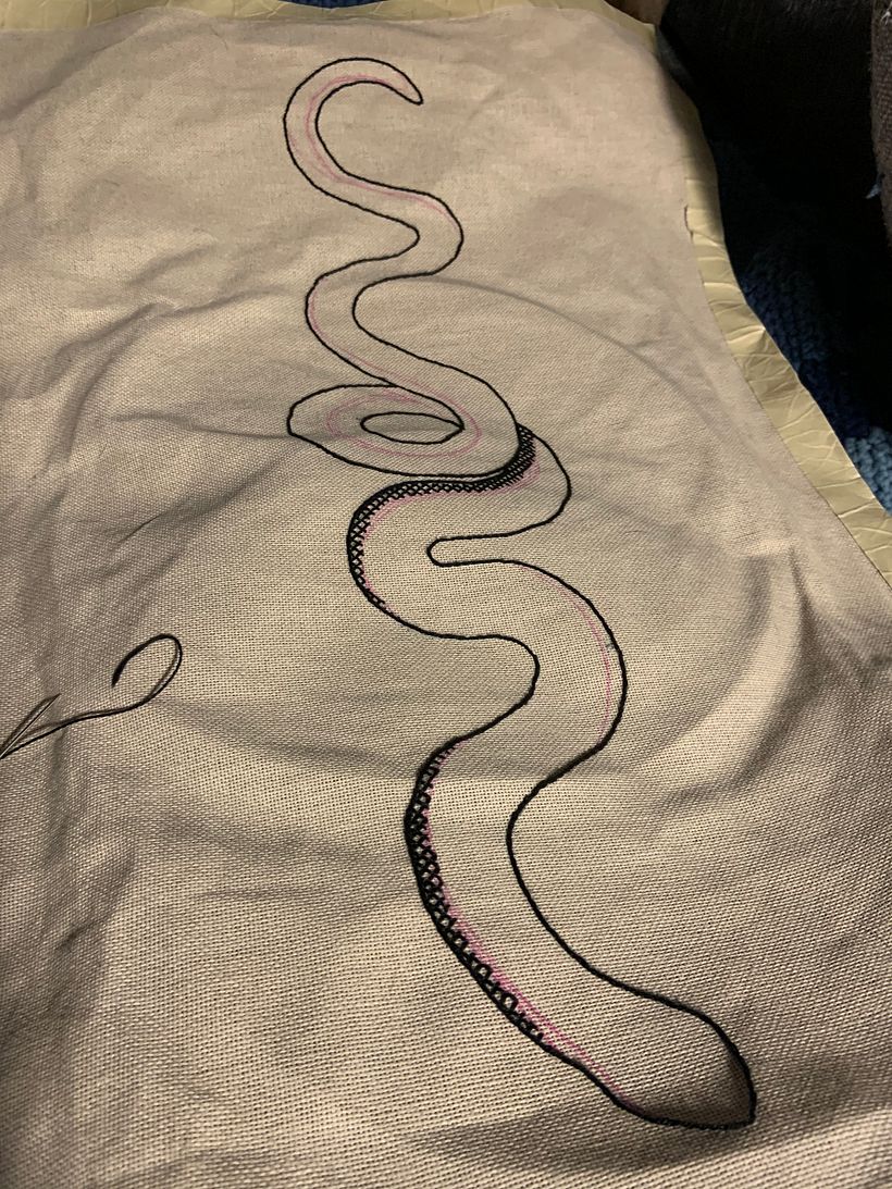 My project in Introduction to Blackwork Embroidery course 2