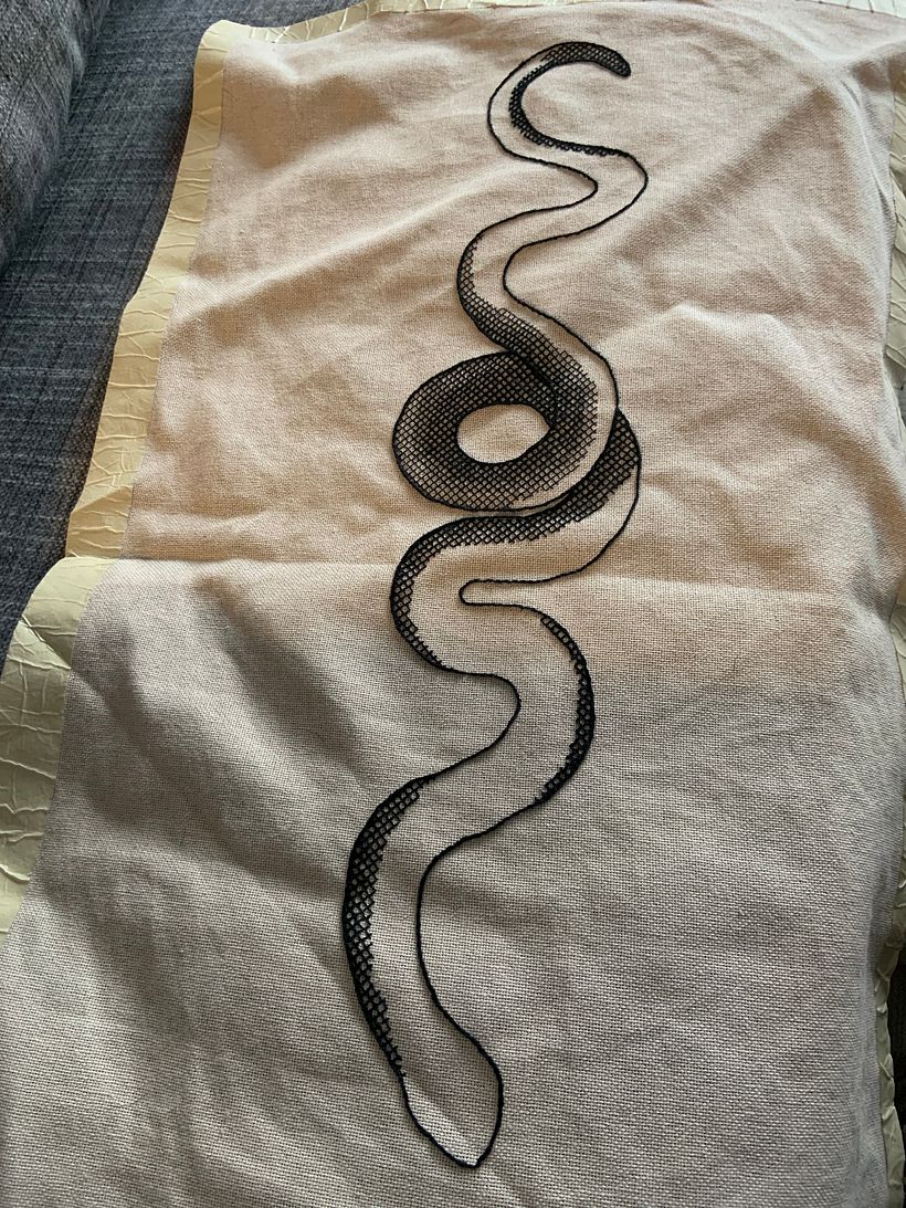 My project in Introduction to Blackwork Embroidery course 3