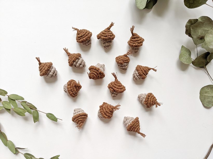 Macrame 3D Acorn Sculpture  4