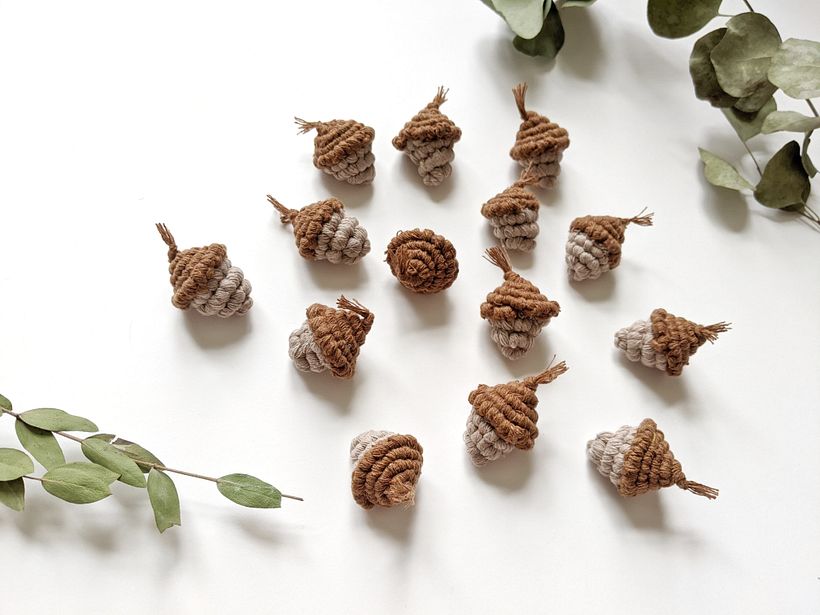 Macrame 3D Acorn Sculpture  7
