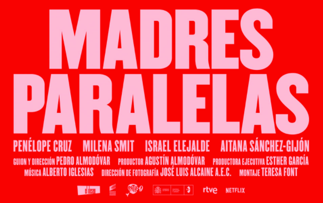 Tipografía en color rosa de uno de los carteles de 'Madres Paralelas'.