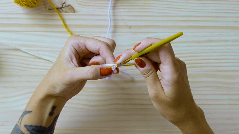 Insert the hook into the fourth stitch of your foundation chain