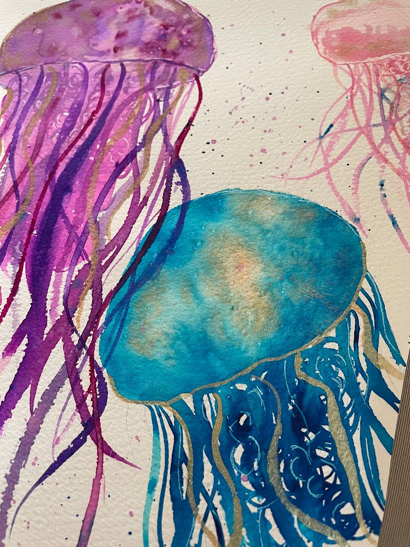 Close up of Jellyfish Practice #1 - 100% cotton paper with rough finish