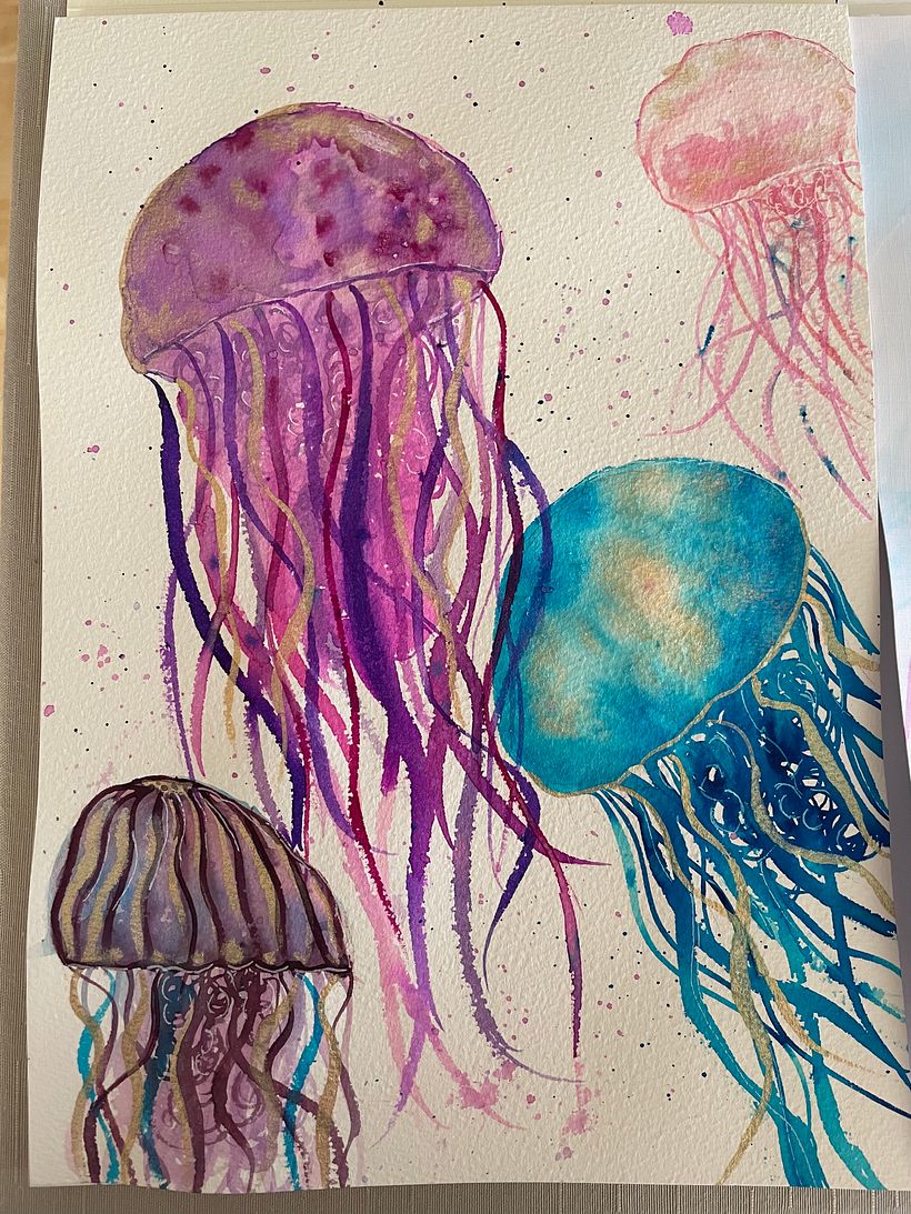 Jellyfish Practice #1 - 100% cotton paper with rough finish