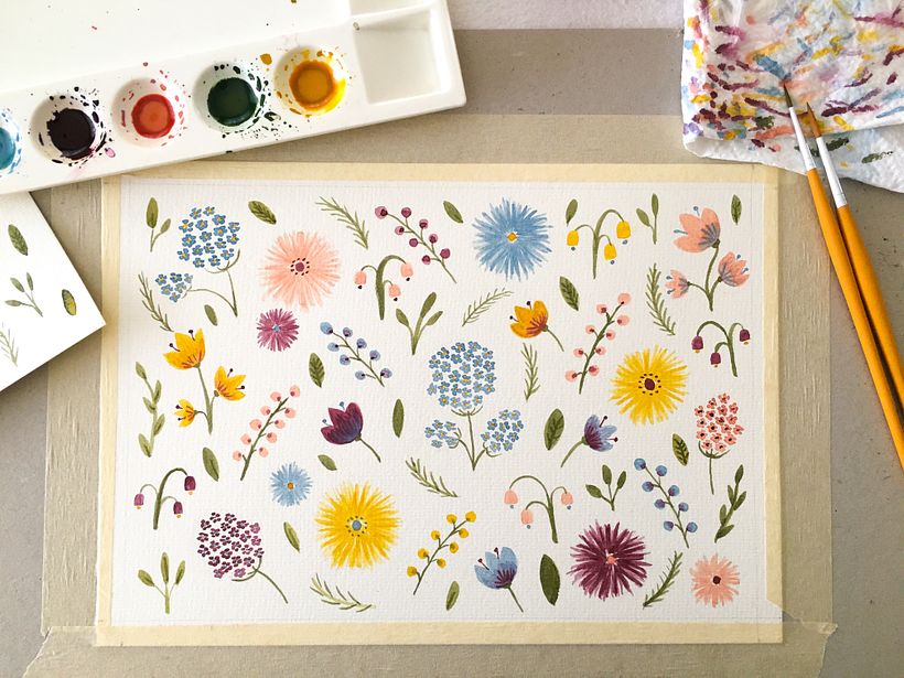My project in Vibrant Floral Patterns with Watercolors course 2