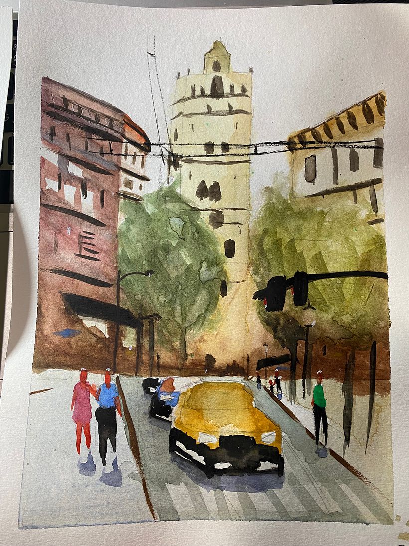 Mi Proyecto del curso: Paisajes urbanos en acuarela 1