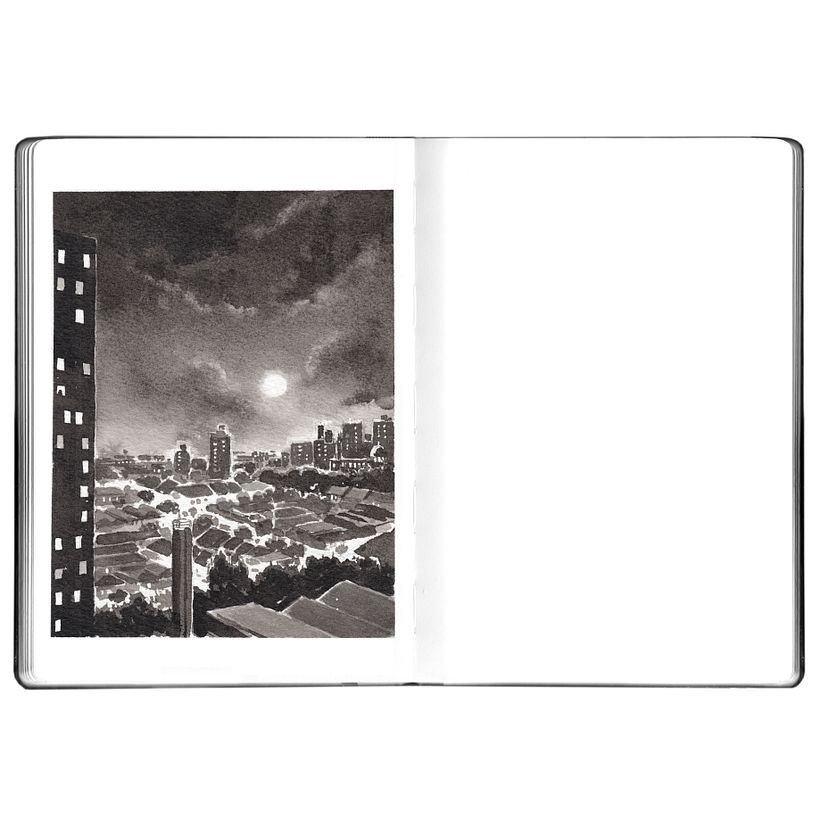 Day 12 - Moon / Lua (ink wash)