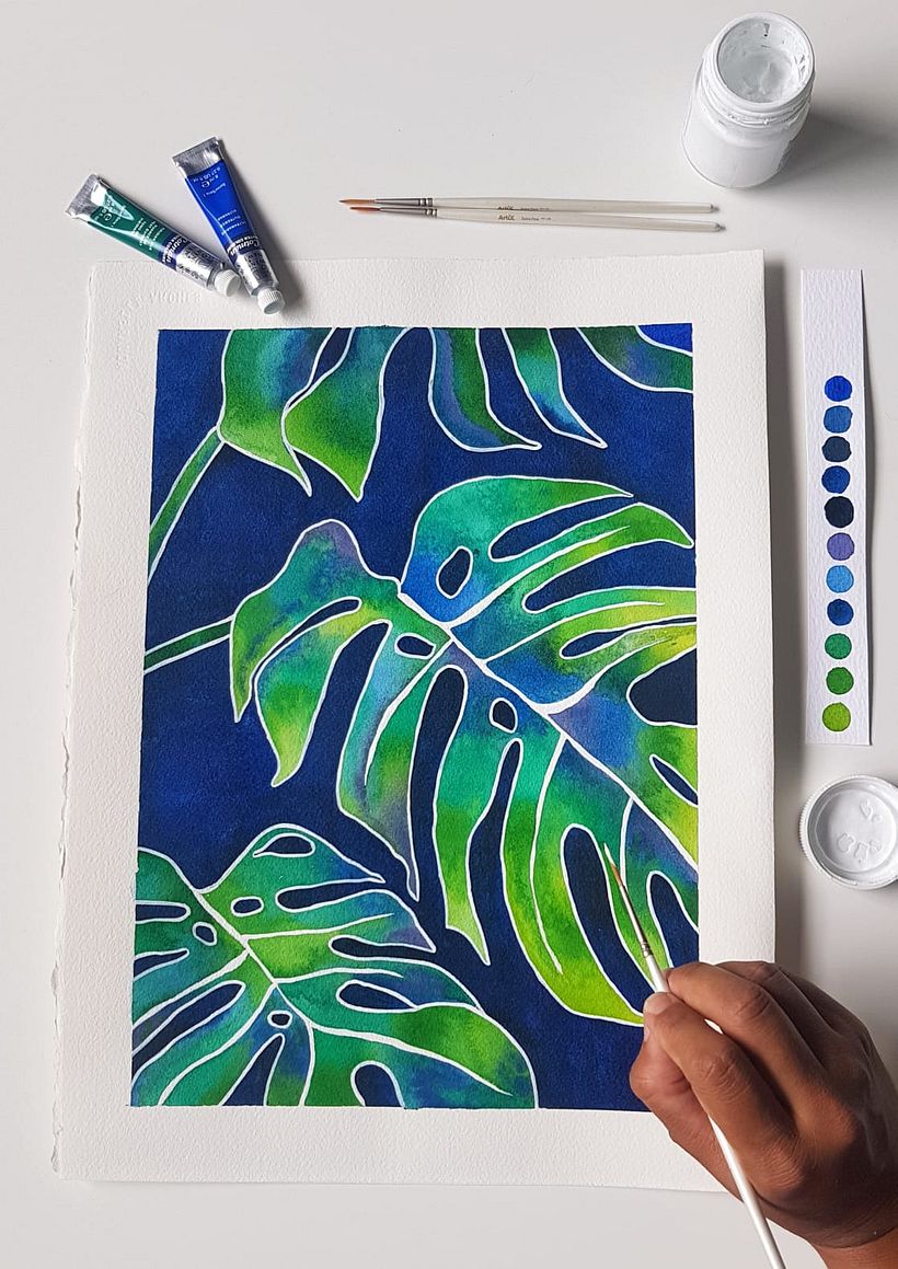 Acuarela botánica en acuarela  2