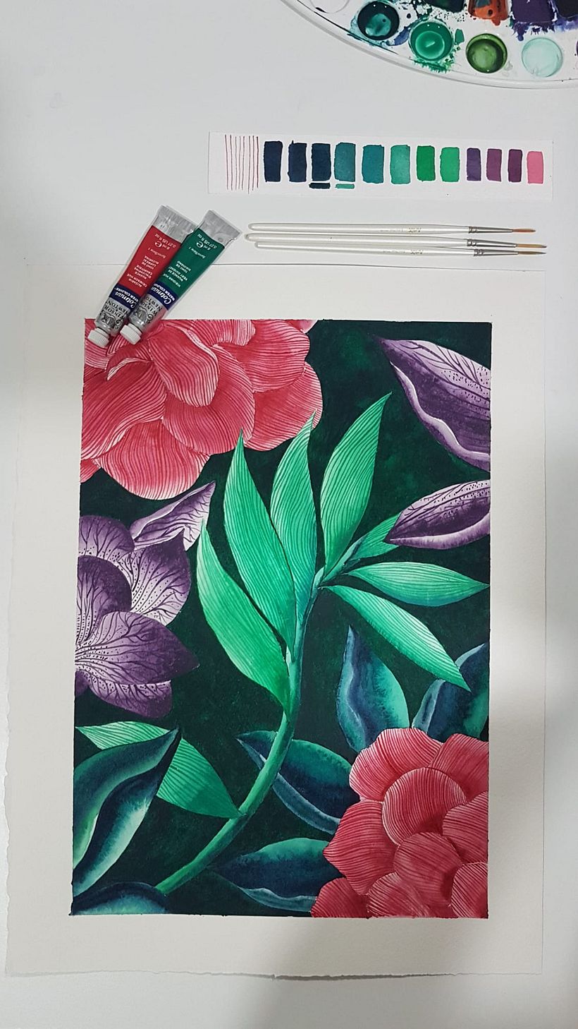 Acuarela botánica en acuarela  2