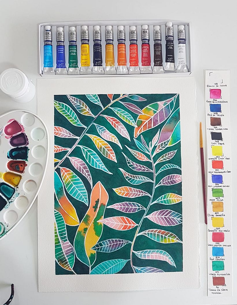 Acuarela botánica en acuarela  3