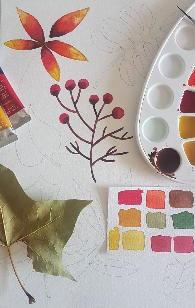 Acuarela botánica en acuarela  4