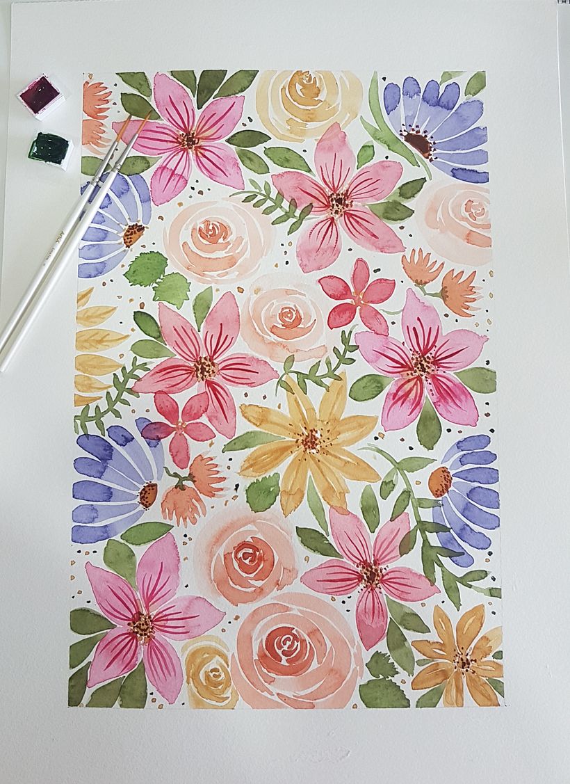 Acuarela botánica en acuarela  7