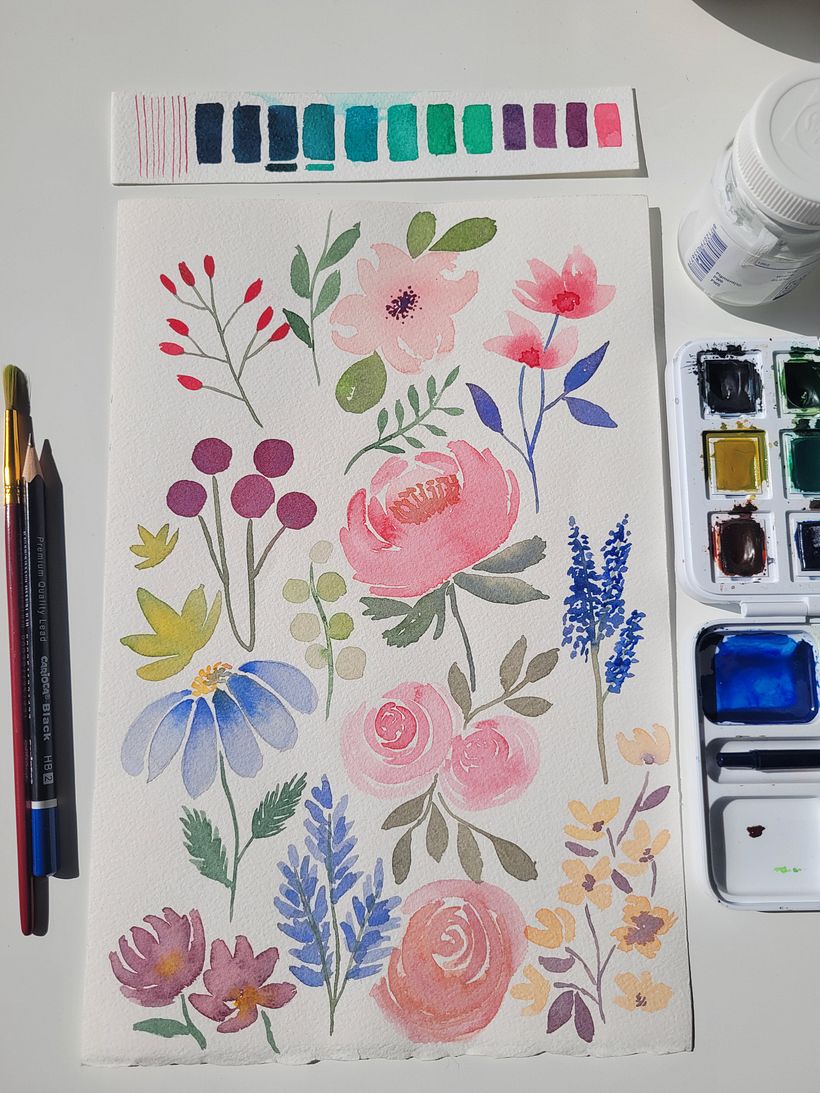 Acuarela botánica en acuarela  19