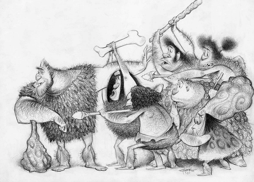 Personagens de 'The Croods' em grafite, por Carter Goodrich