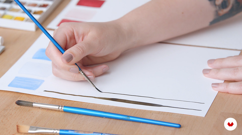 The lighter your stroke, the finer the line, the heavier your stroke the fatter the line.