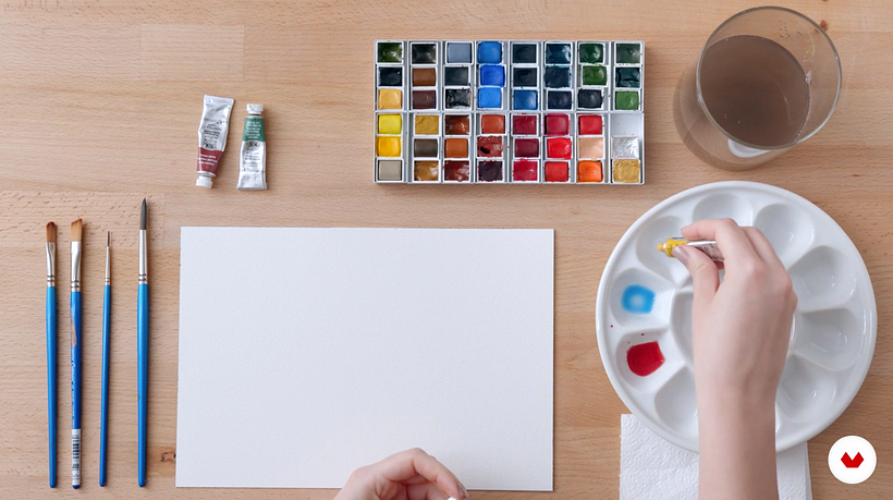 Squeeze the paint directly onto your palette, then add water.