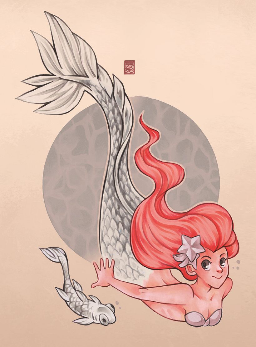 Mermaid (Markers) - Ilustración tradicional