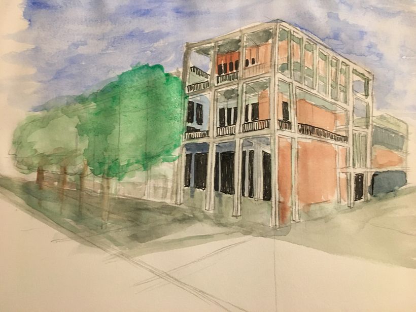 Town house using pencil, ink and watercolour.jpg