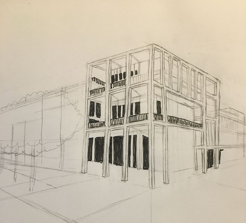 Town House using pen and ink