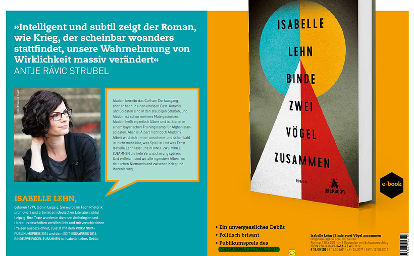 "Binde zwei Vögel zusammen", Roman, Eichborn-Verlag, 2016. 6