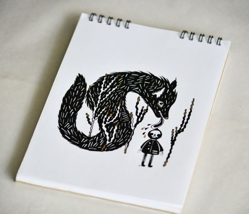 Dibujo del término "sendero" por Kat Franco, ganadora de la 1a semana del challenge. 